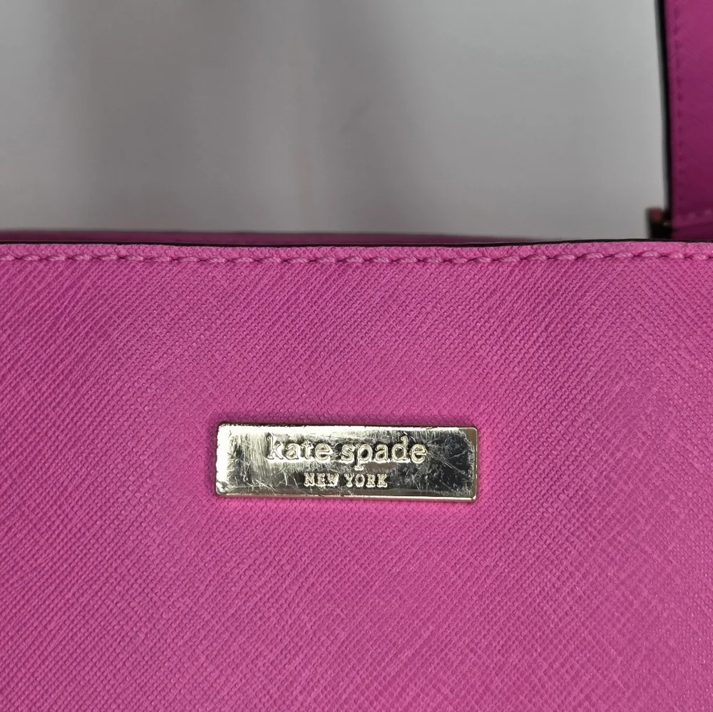 Kate Spade Fuchsia Leather Tote Bag with Dual Top Handles - Picture 3 of 16